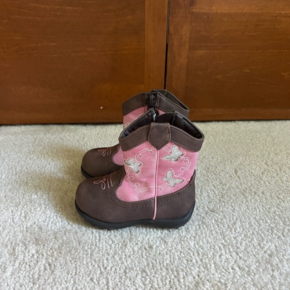 Wonder Nation Pink and Brown Butterfly Kids Boots - Picture 3 of 7